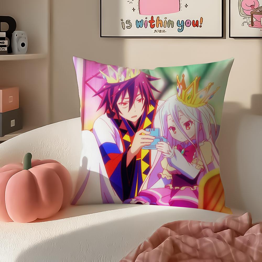 Anime NNo Game No Life Anime Cushion Cover Pillowcase Short Plush Invisible zipper Room Sofa Cushion Cover