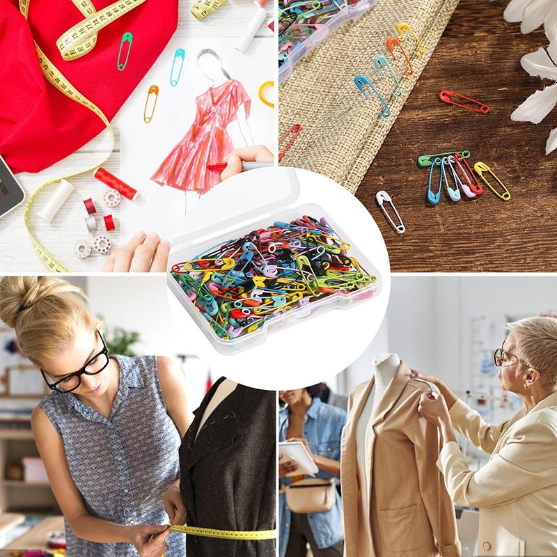 120Pcs Colorful Mini Safety Pins with Clear Case 19mm Metal Safety Pin for Clothes Sewing Jewelry DIY Plush Toy Garment Hang Tag