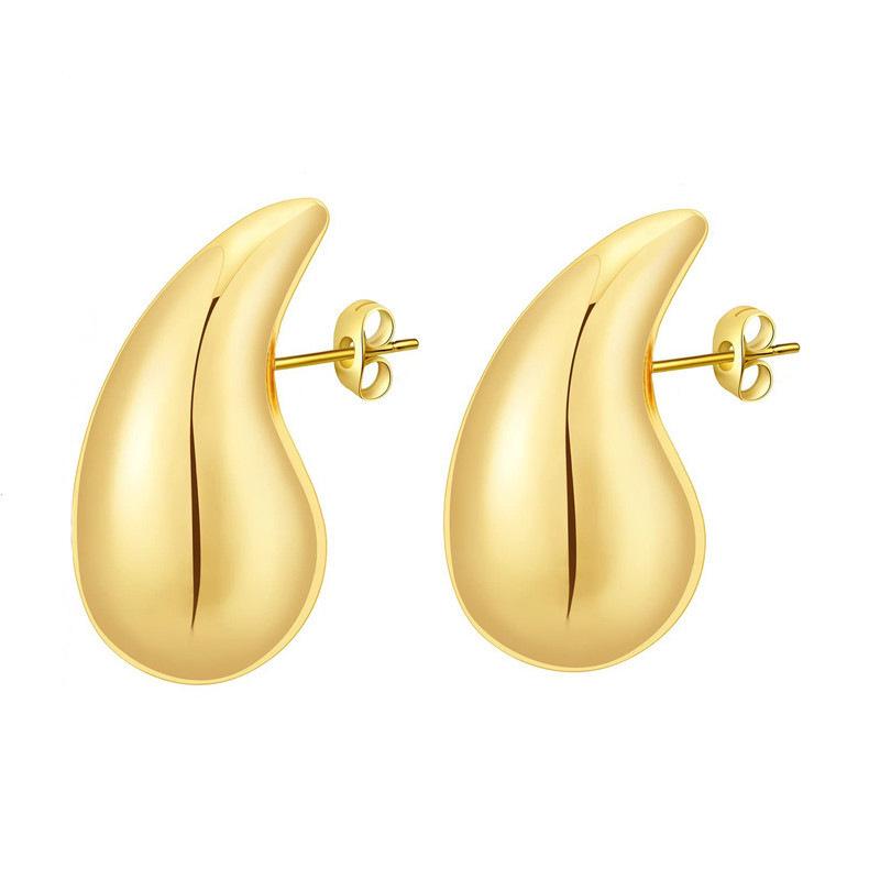 Gold Teardrop Stud Earrings: Unique High-End European and American Design