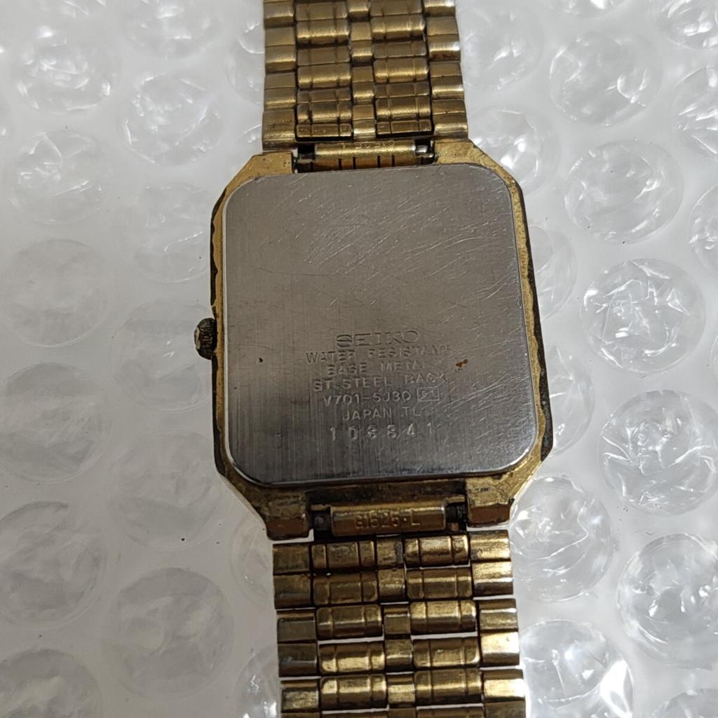 SEIKO Gold Quartz Watch Square Watch Management K26S moving [Working Condition] Men's V701-5J30