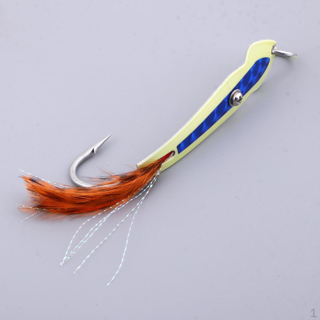 

Metal Spoon Fishing Lure Jigs With Assist Hook For Sea Big Game Blue