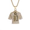 Hip-Hop Personality Trend Full Diamond Necklace Football Lover No. 10 Jersey Men'S Twist Chain Long Sweater Chain