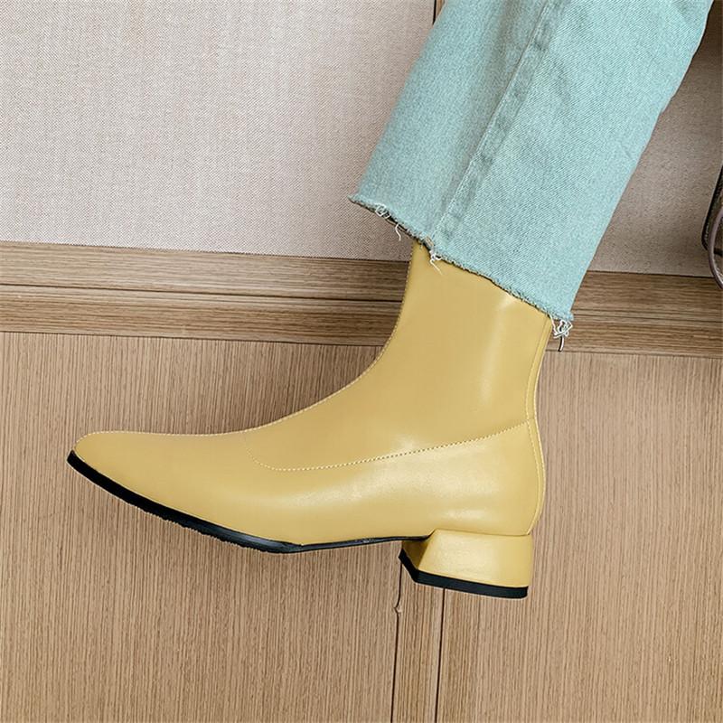 Fashion New Autumn Winter Women Boots Fashion Pointed Toe Chelsea Boots for Women Short Boots Shoes Low Heel Botines Mujer Size 34-43