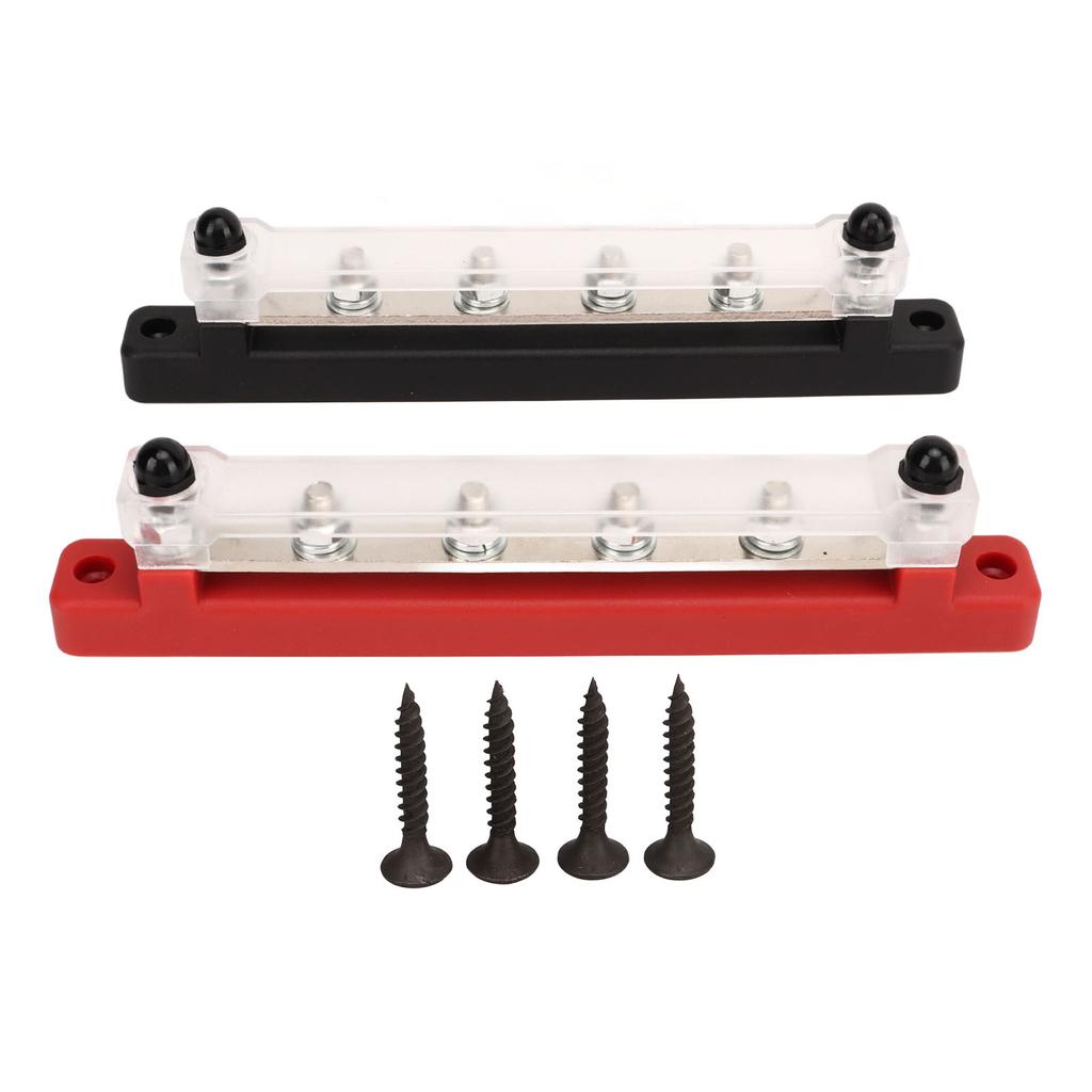 2Pcs DC12V‑48V 150A Power Distribution Block 6 Studs M6 Battery Bus Bar for Car RV Yacht Boat Black 