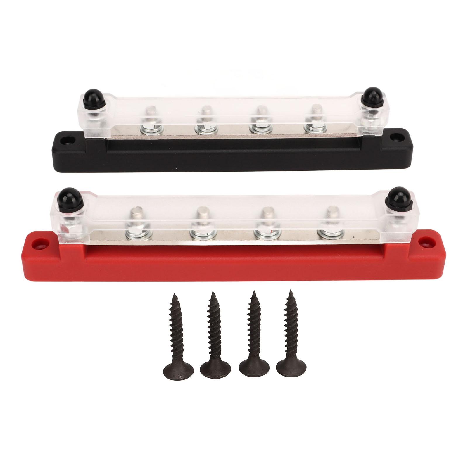 

2Pcs DC12V‑48V 150A Power Distribution Block 6 Studs M6 Battery Bus Bar for Car RV Yacht Boat Black