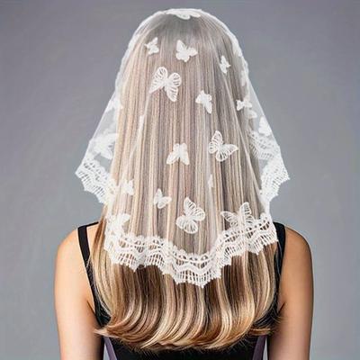 Round Lace Head Scarf Veil for Girl Hair Scarf Hair Decors Church Hair Scarf Headbands Ethnic Wedding Bride Headpiece