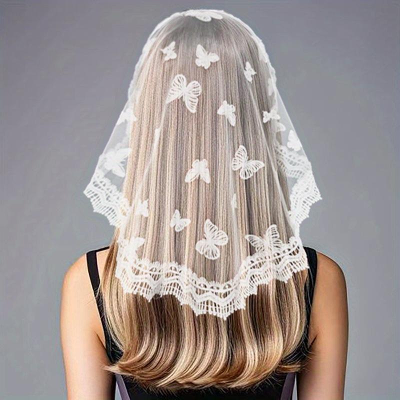 

Круглый кружевной платок на голову, вуаль для девочки, платок для волос, украшения для волос, церковный платок, повязки на голову, этнический свадебный головной убор невесты 45CM белый