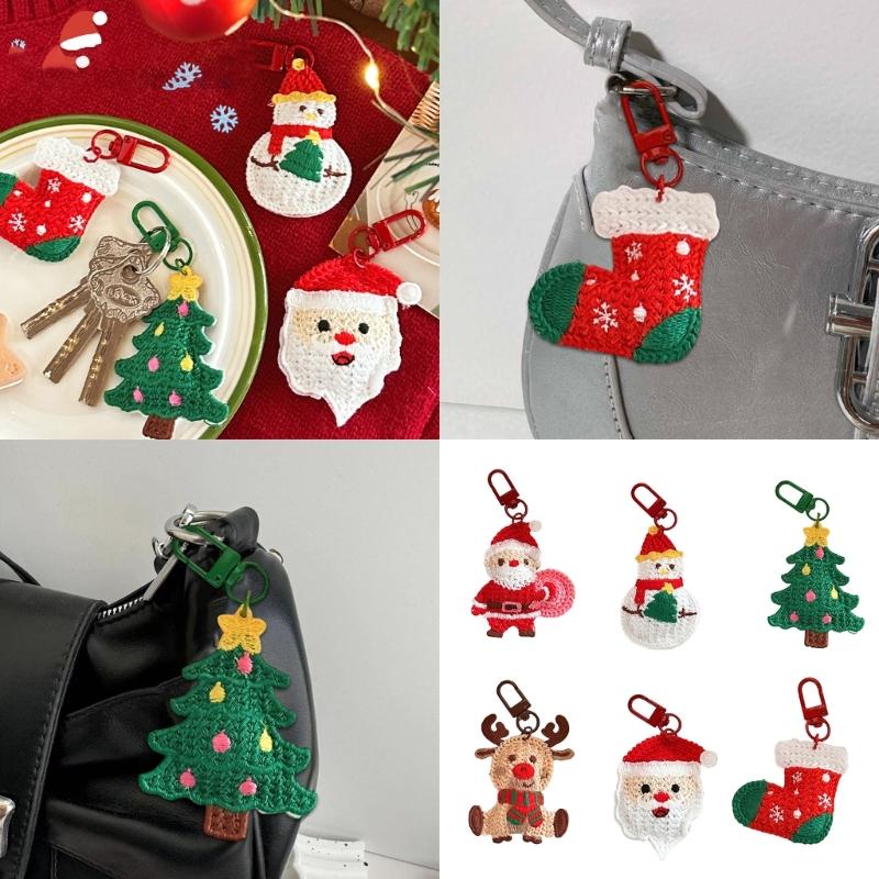 Festives Plush Decorations Chirstmas Tree Shape Hanging Weaving Pendants for Christmas Tree Keychain Backpack