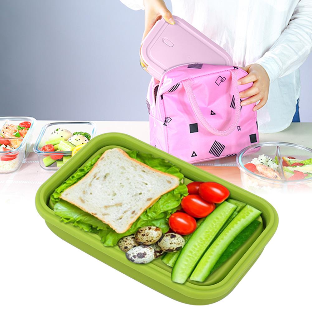 Student Silicone Lunch Box Silicone Collapsible Lunch Box Food Storage Container Set(800ml)