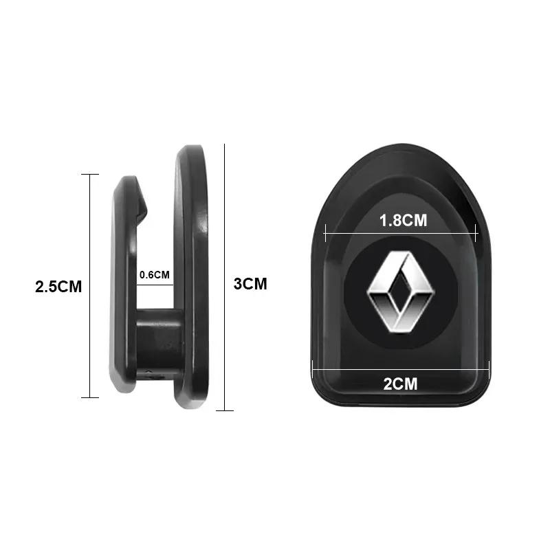 2/4Pcs Mini Car Hooks USB Cable Headphone Key Storage Hooks Emblem For Renault Koleos Clio Laguna 2 Megane 2 3 Duster Logan d111