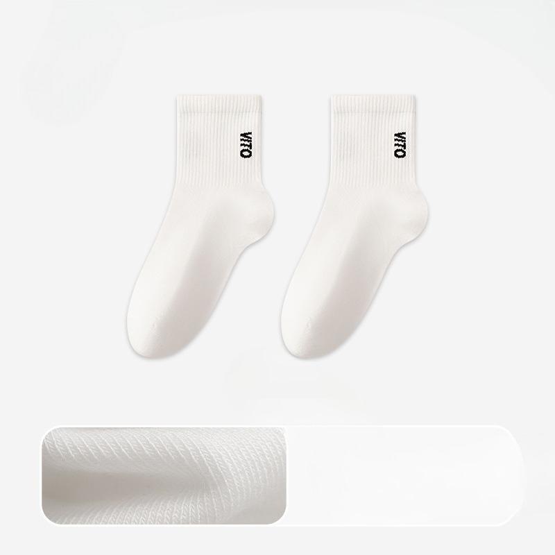 

Male Autumn English Letters Breathable Sweat Absorption Deodorant 10A Bacteriostatic Tube Socks 1 pair белый