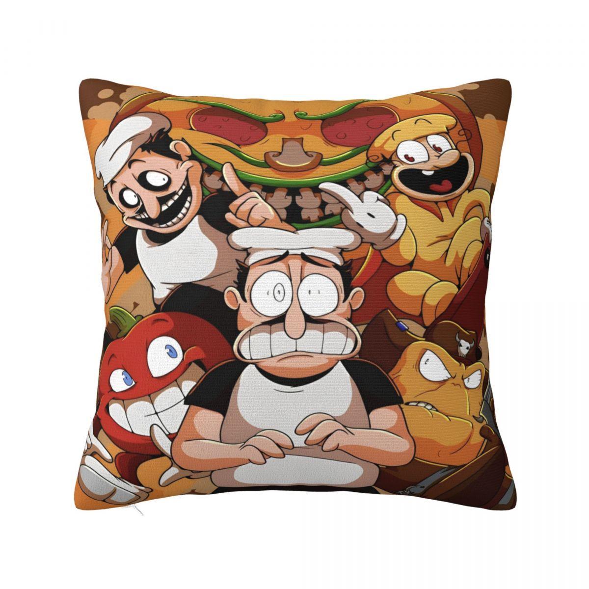 Stylish Home Pizza Tower Game Loverdecoration Pillowcase Merch Pillow Covers Zippered Multiple Sizes Peach skin 18*18(CM)-1Pcs