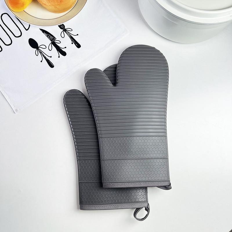 2pcs Silicone Heat-resistant Gloves, Kitchen Microwave Oven Baking Oven High-temperature Resistant and Heat-proof Gloves 2pcs серый