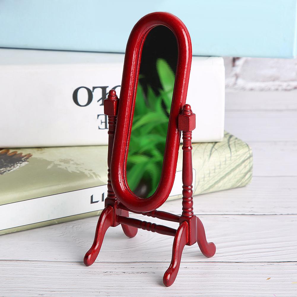 1:12 Doll House Full Length Dressing Mirror Model Accessory Room Furniture Toy(Brown )