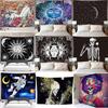 Bohemian Tapestry Wall Hanging Art Abstract Skull Cloth Painting Home Decor Sun Moon Tapestry Hippie Wall Cloth Carpet Ceiling Room Decor