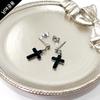Glory_Arden [Unisex] Surgical Steel Black Epoch Cross Earrings / Ghme-197