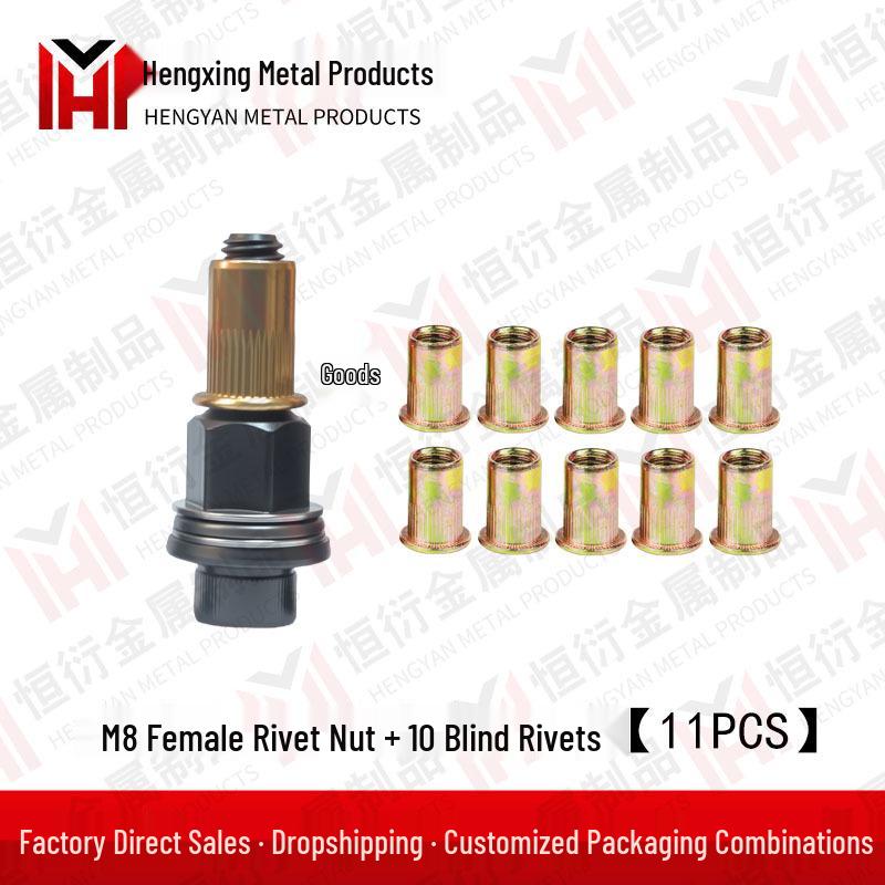 Manual Rivet Nut Tool with Interchangeable Heads M3-M12