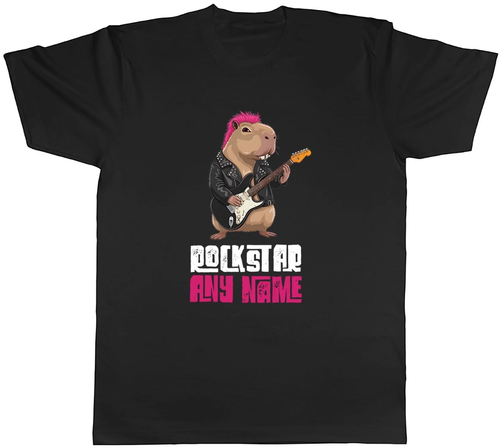 Personalised Rockstar Capybara Rock Music Guitar Mens T-Shirt Tee Gift Top XXXL