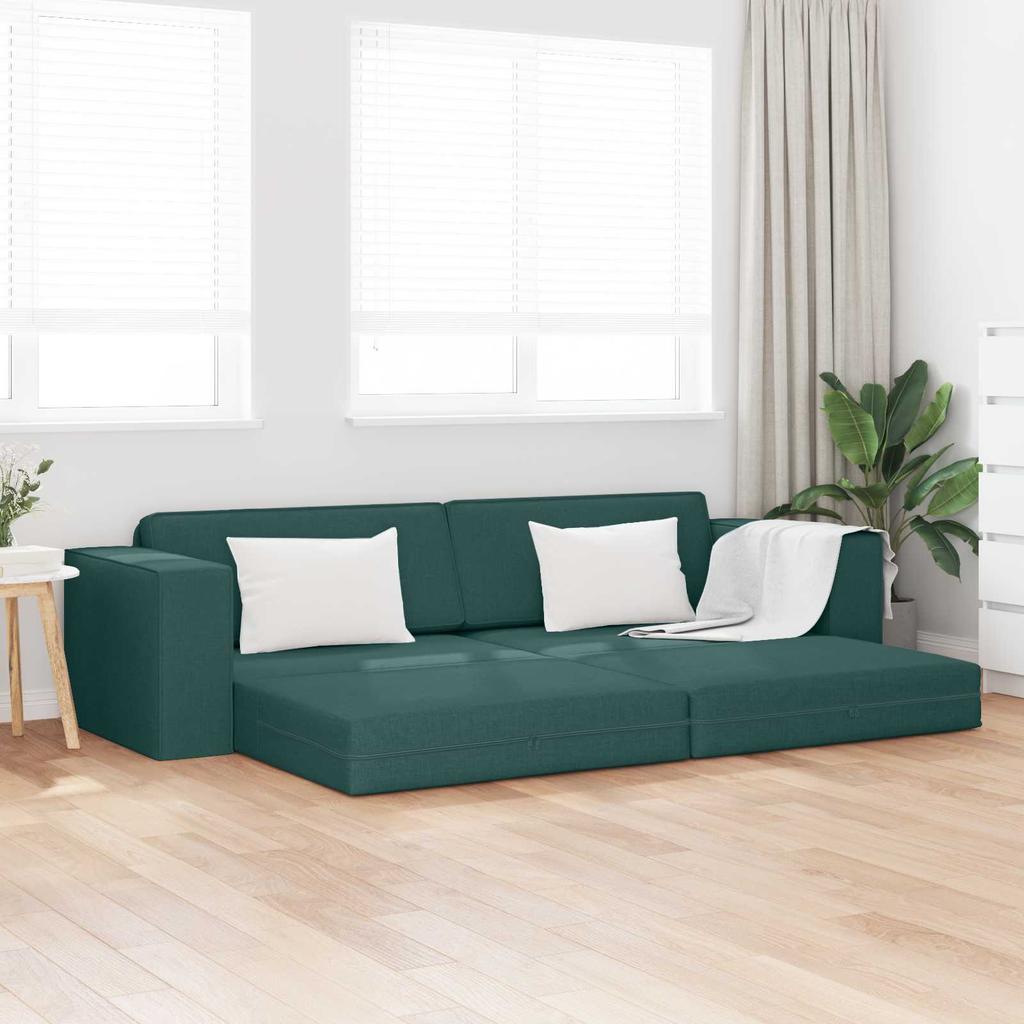 Dark Green Sofa Bed 245 X 78 X 77 Cm Fabric