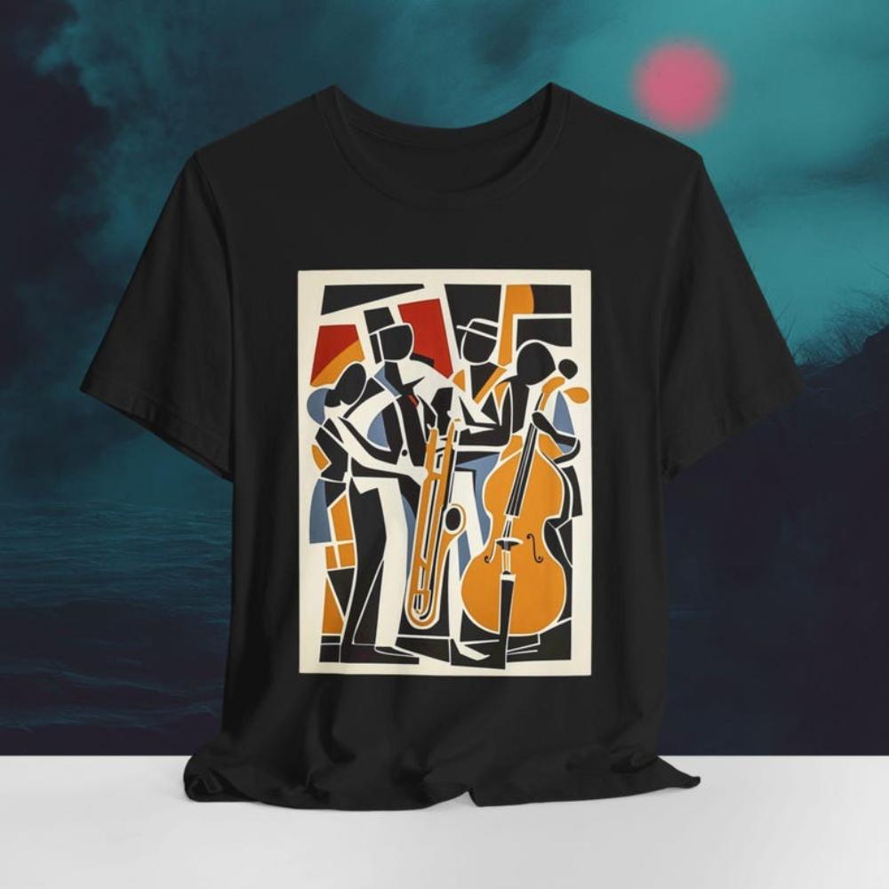 

Retro Art Abstract Jazz Music TShirt Woman Man Summer Fashion Casual Cotton Graphic T Shirts Vintage Streetwear Creative 4XL