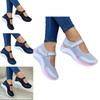 Summer Round Toe Thick Bottom Magic Sticker Knitted Mesh Casual Women's Shoes
