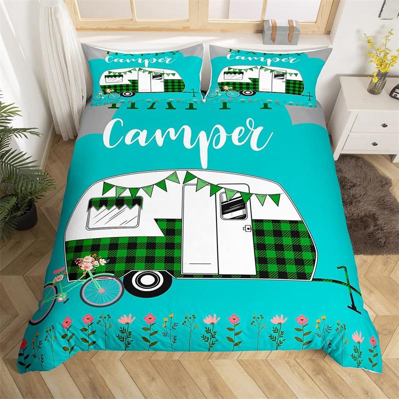 Camping Duvet Cover Galaxy Comforter Cover Microfiber Farmhouse Style Bedding Set King For Boys Girl Camper Lovers Birthday Gift
