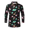 Men Casual Snowflakes Santa Candy Printed Christmas Shirt Top Blouse