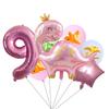 1set Pink Crown Dinosaur Foil Balloons 32 Inch Number Helium Balloon Baby Girl Children‘s Birthday Party Decorations Kids