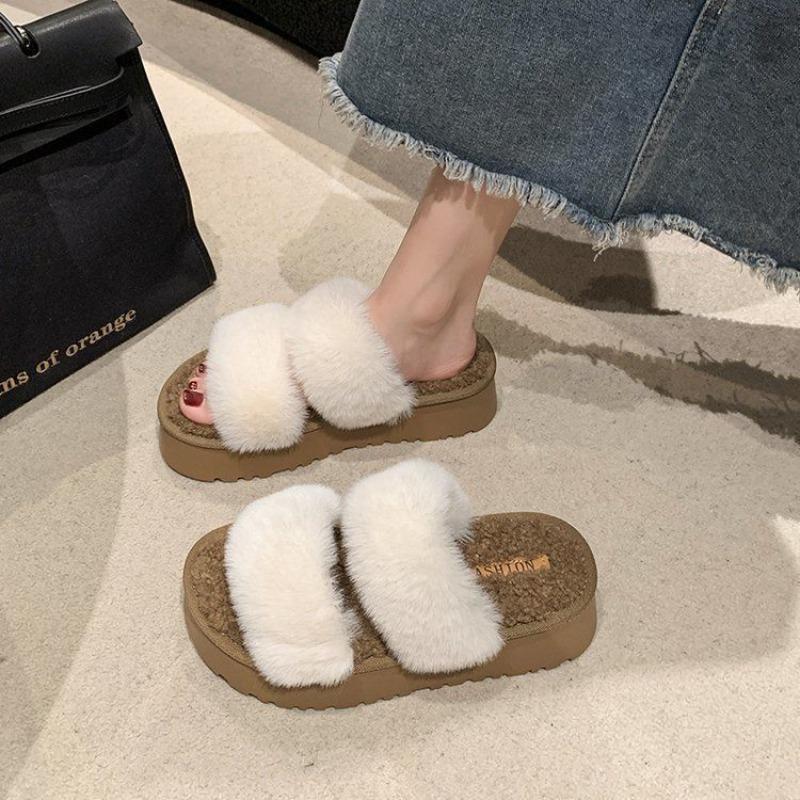 Thick-bottomed Mao Mao Slippers Women's New Winter Cotton Slippers Fashionable Versatile Mao Mao Mop