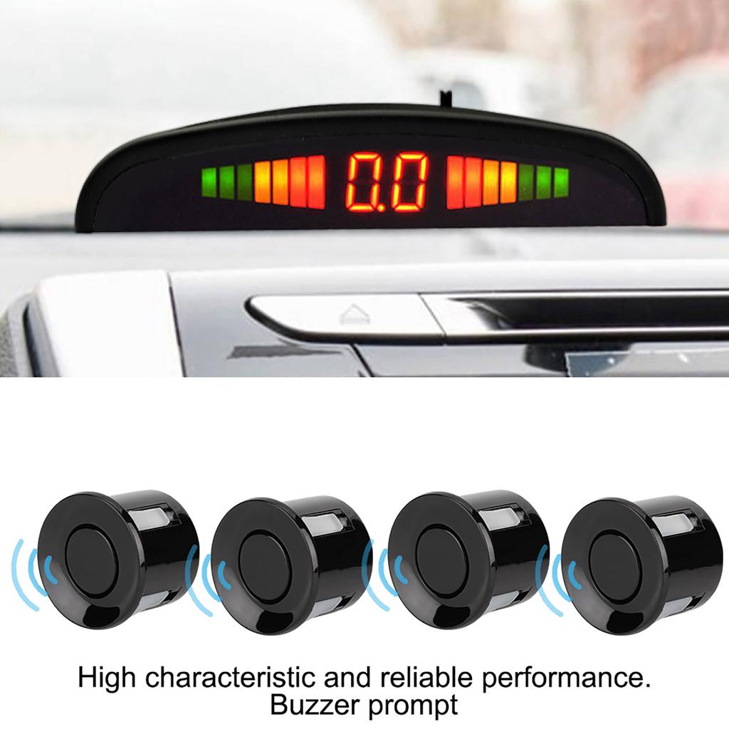 4 Parking Sensors Buzzer Car Reverse Backup Rear Radar LED System Sound Alarm Universal