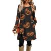 Women's Casual Printed Long Sleeve Neck Dress for Daily Wear