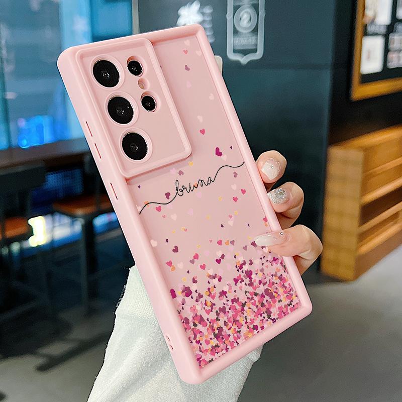 Para Samsung S24 FE S23 Plus S22 Ultra S21 FE S20 A54 A52 A34 A15 A14 Capa de telefone Little Love Heart Pattern Silicone macio à prova de choque