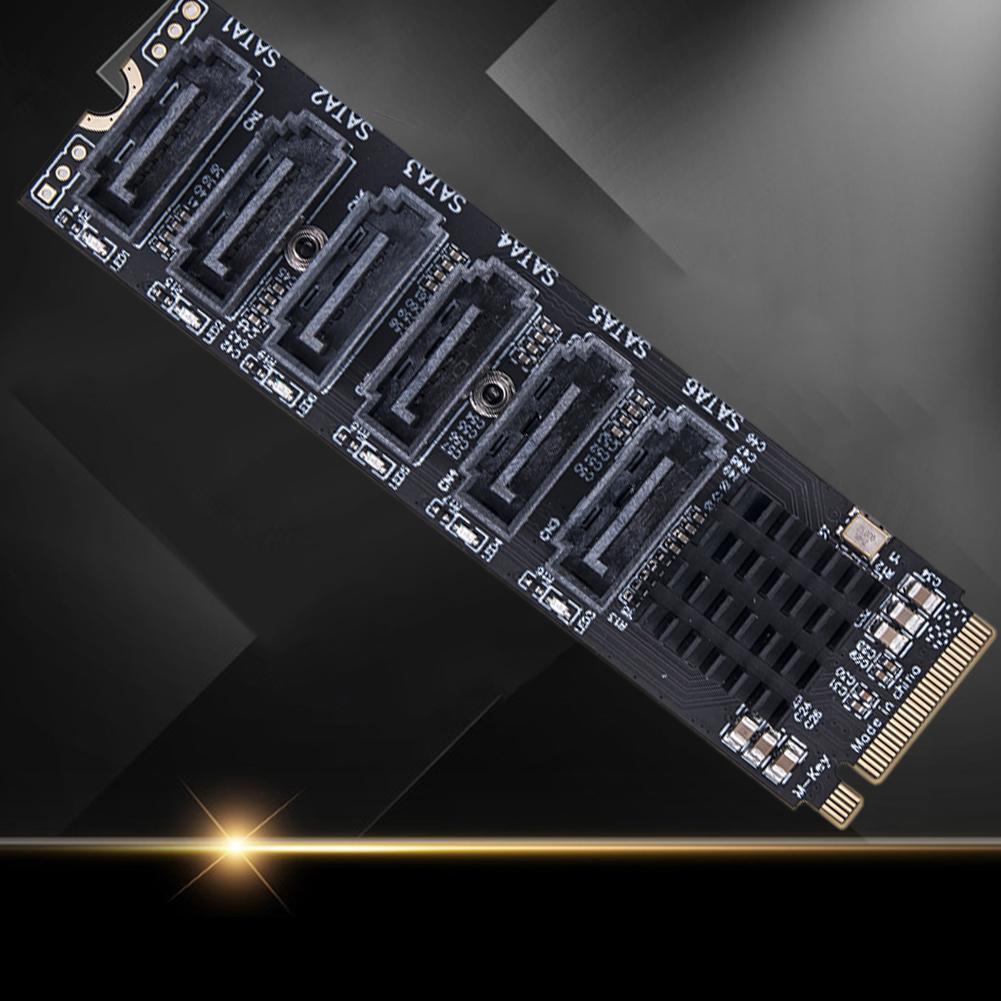 M.2 MKEY PCI-E Expansion Card 5/6 Port Adapter Card M.2 To SATA 3.0 Converter 6Gpbs SATA3.0 Adapter Support PM Function