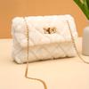 Lightweight Casual Faux Fur Crossbody Bag with Chain Strap and Turn-Lock Closure Fluffy Soft Messenger Shoulder Bag  Removable Strap and Nylon Lining