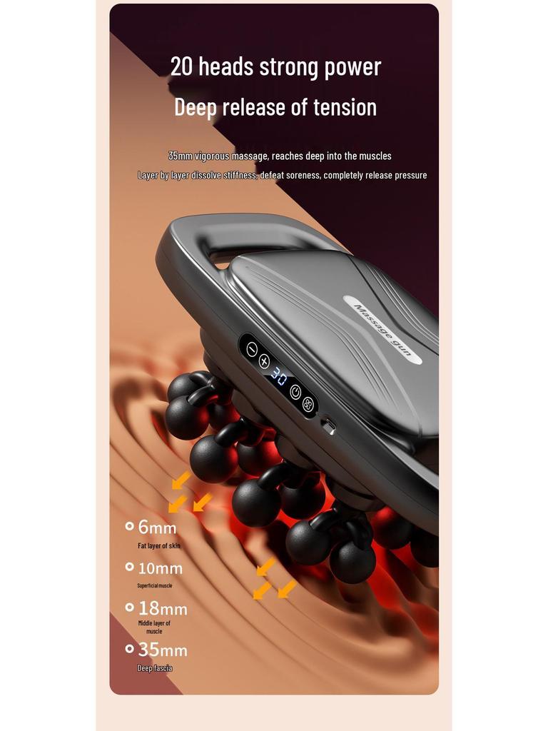 Rechargeable Deep Tissue Fascia Gun with Six Heads for Muscle Relaxation