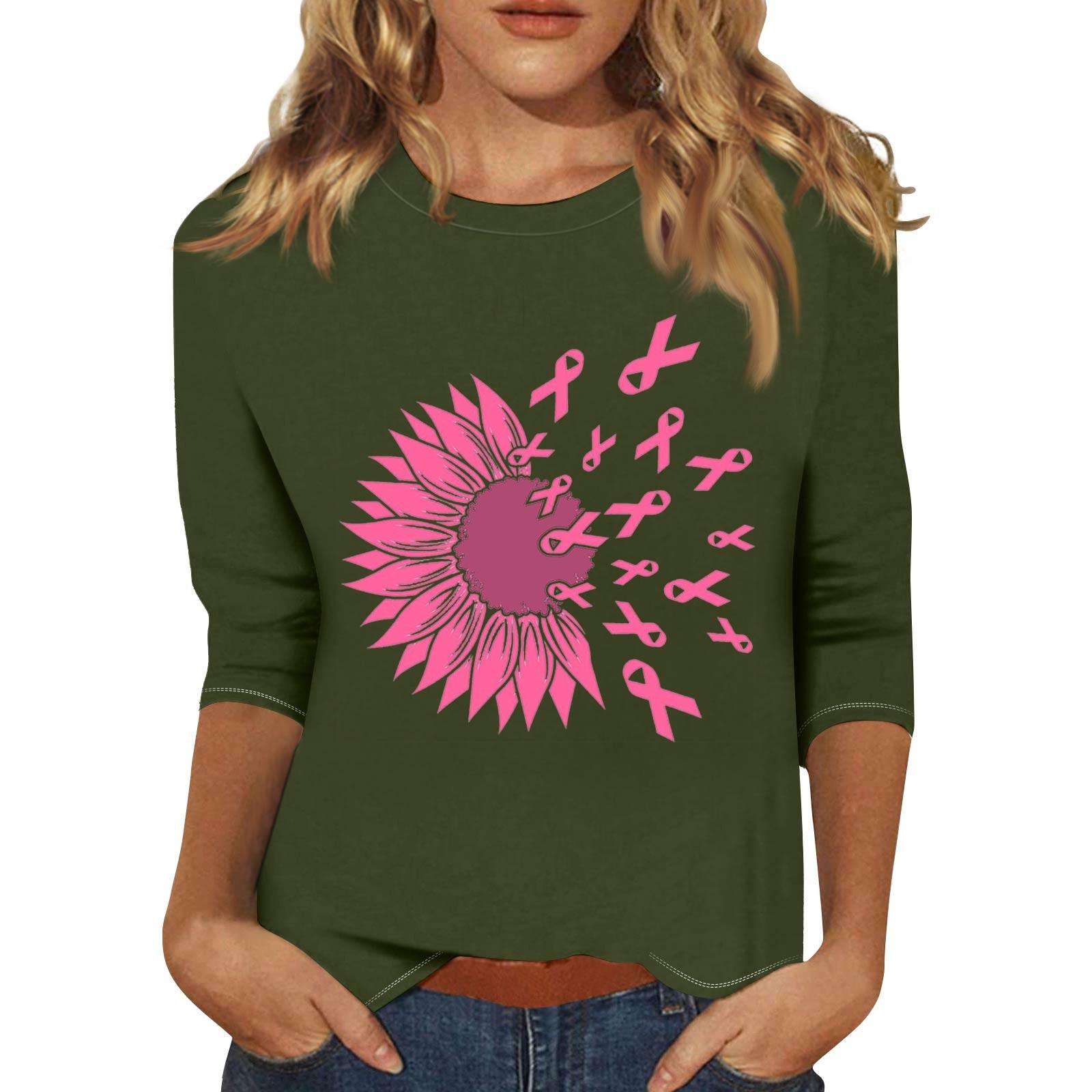 

Женская модная и повседневная футболка с круглым вырезом и рукавом семь четвертей XL