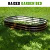 2 Pcs 6x3x1ft Raised Garden Bed Kit Outdoor Oval Metal Garden Planter Ground Planter Box for Gardening Vegetables Flowers Brown