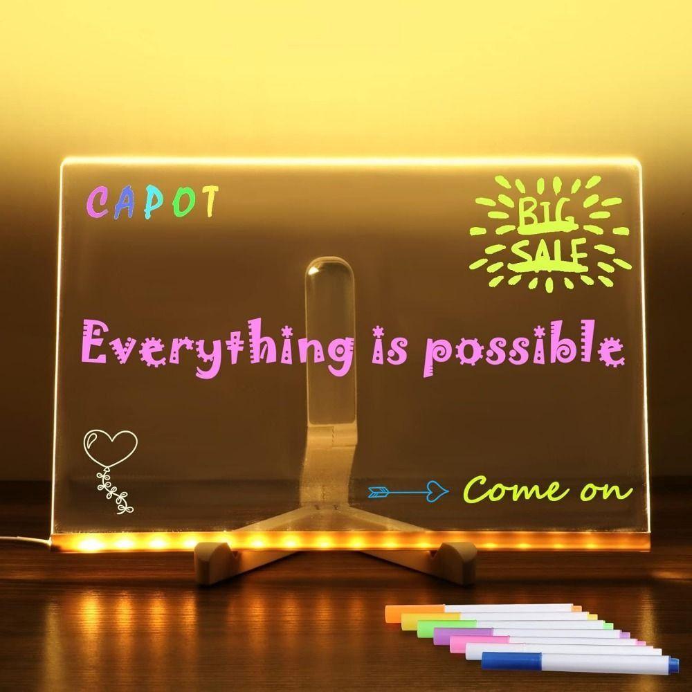 

Luminous Acrylic Filled Chalkboard DIY Desktop Note Memo Lamp Writing Note Board Bar
