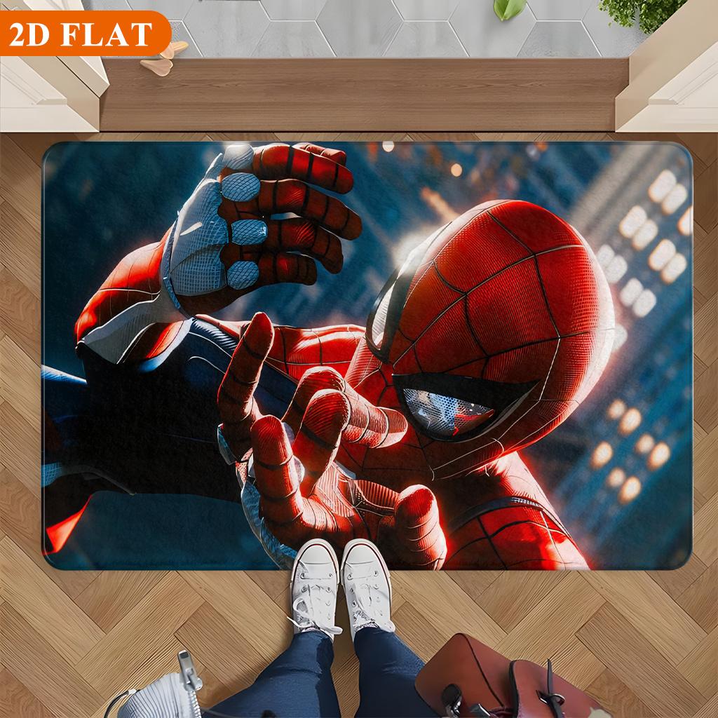 1pc MARVEL Spiderman Shoots Web Bath Mat & Rug Suitable for Bathroom, Kitchen, Bedroom Entrance - Large Non-Slip Flannel with