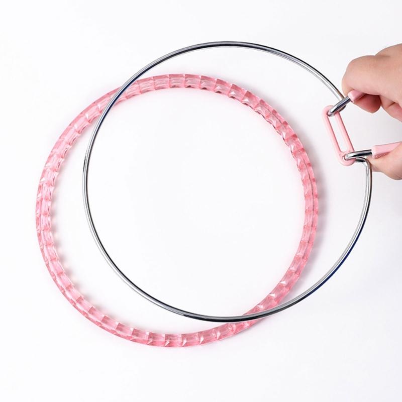 2Pcs Adjustable Embroidery Hoop Spring Loaded Round Plastic Stitching Frames for Sewing Needlework Fabric Craft Project