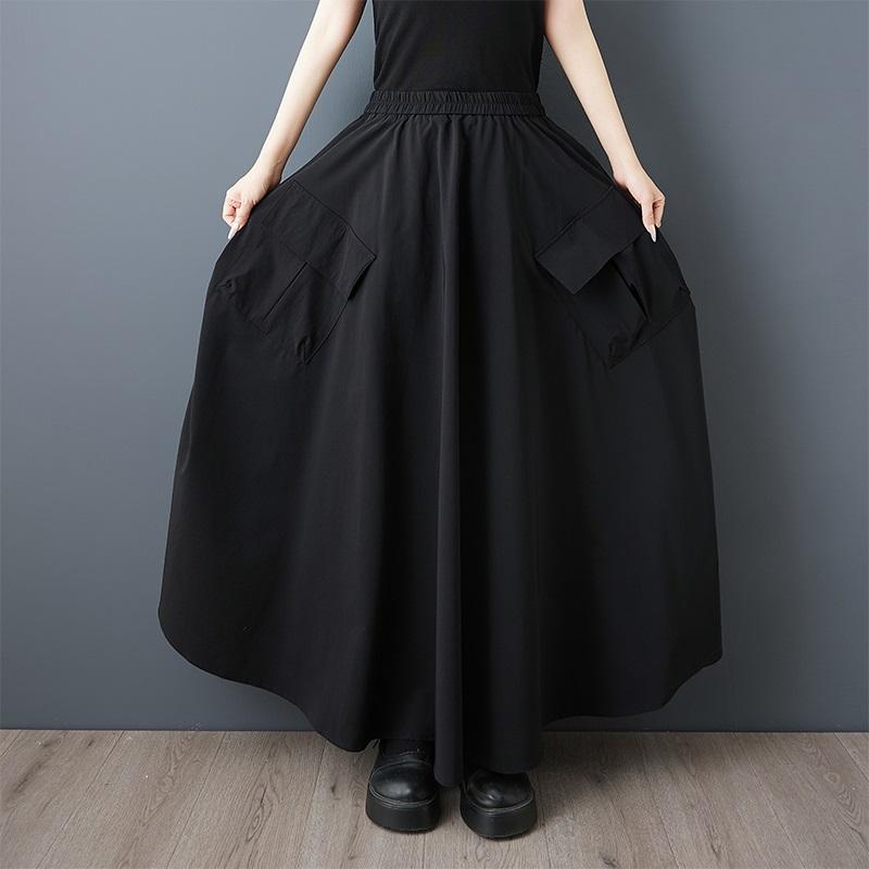 Black Plus Size High Waist Vintage Summer Casual Loose Long for Woman Skirts Womens Skirt
