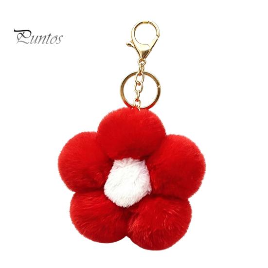 Aesthetic Handbag Pendant Plush Flower Keychain for Handbags, Five-petal Bag Charm, Backpack Hanging Accessory Fluffy Women