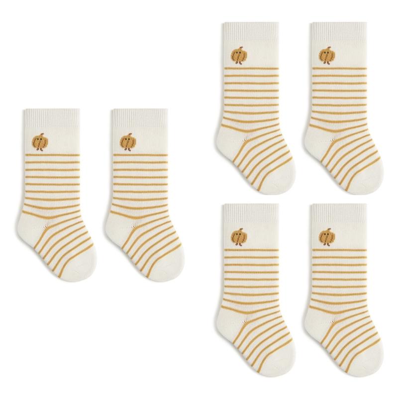 Set of 3 Pairs Kids Cartoon Knee Length Stockings Seamless Design Comfortable Soft & Breathable Socks Elastic Design XS жёлтый