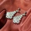 Xiaomi Huitan Big Dangle Earrings for Women Full Dazzling CZ High Quality Silver Plated Leaf Earrings Wedding Engagement Trend Jewelry