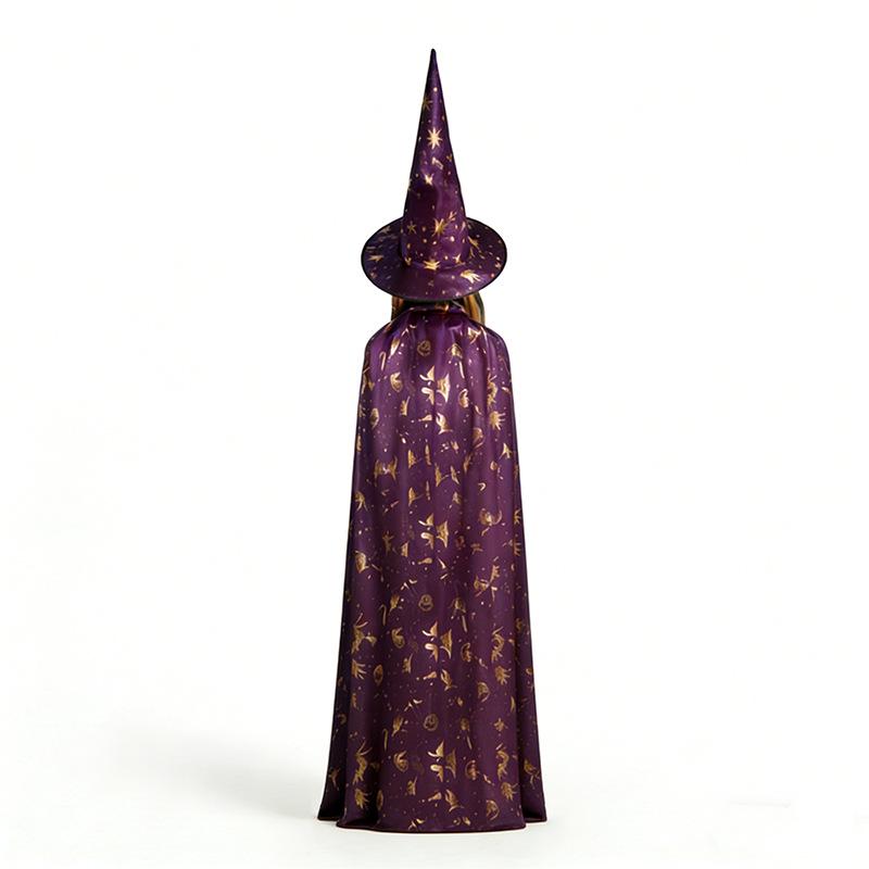 Gold Stamped Pumpkin Halloween Cape for Kids & Adults