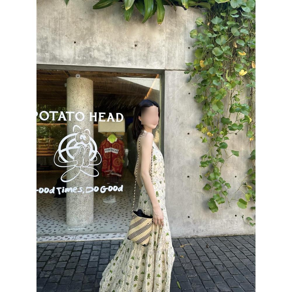 

Фото Курорт Пляжная Юбка Фея Летний Темперамент Длинное Цветочное Платье Халтер XL- (recommended 110-60kg)