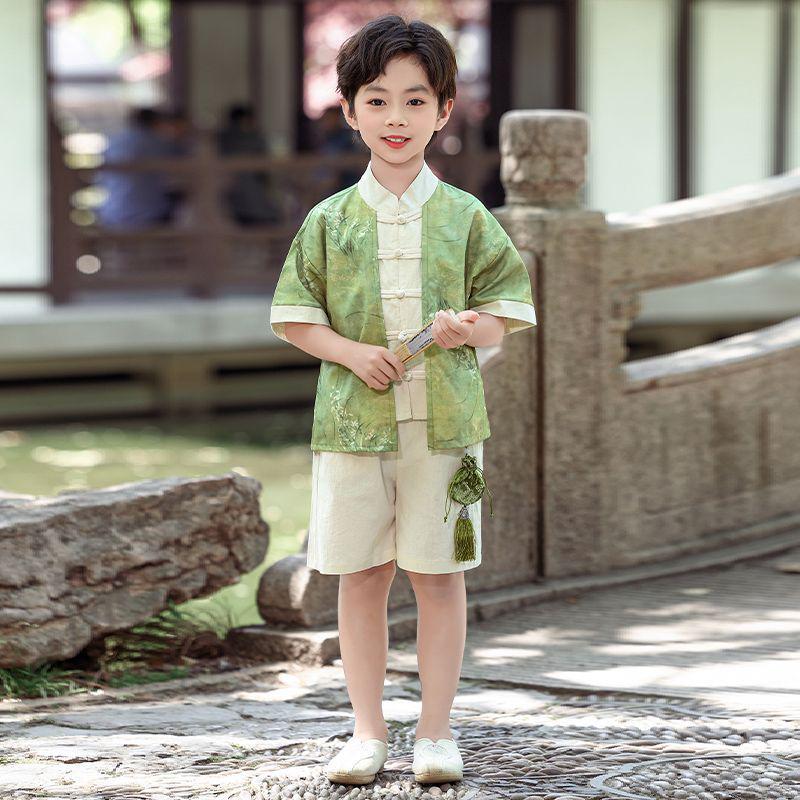 Kids' Tang Suit Hanfu Costume Set - Boys & Girls Ancient Spring/Autumn Style