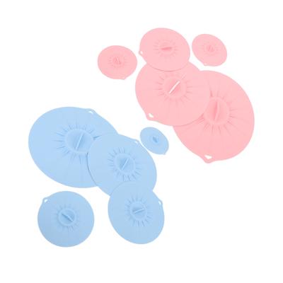 5pcs Silicone Lid Set Heat Resistant Reusable Microwave Splatter Cover Food Suction Lid for Bowls Pots Pans