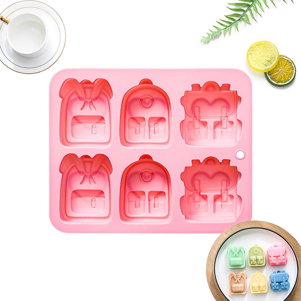 Silicone Mold 6 Cavity Backpack Silicone Candy Molds for Chocolate Candy Cupcake Topper Decorating Silicone Molds Baking Molds