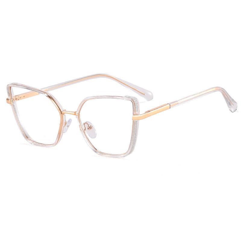 TR90 Anti Blue Light Cat Eye Reading Glasses Women Spring Metal Frames Ultralight Presbyopia Eyeglass Glitter Computer Glasses